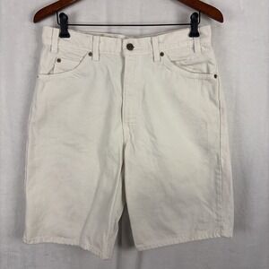 VINTAGE Levis 550 Shorts Men 33 White Denim Orange Tab 90s Raw Jorts Batwing USA